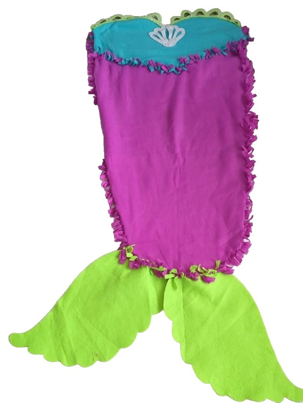 Girls Mermaid Tail Sleeping Bag — Fuchsia, Teal & Lime